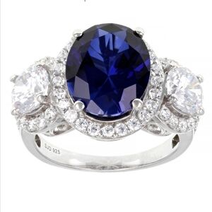 MASSIVE BELLA LUCE 12CTTW STERLING SILVER SEPTEMBER BIRTHSTONE SAPPHIRE CZ RING7